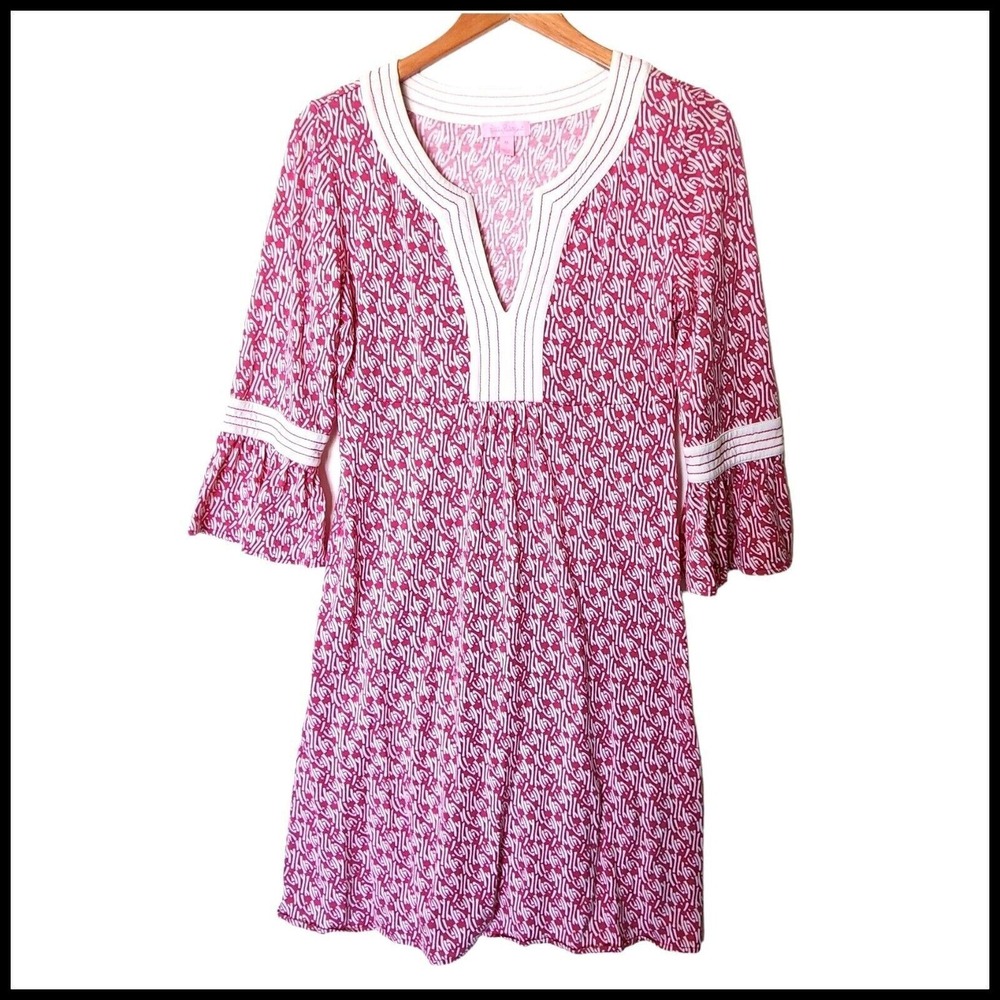 Lilly Pulitzer Silk Cotton Twyla Dress All Over Print Prink M Medium